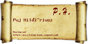 Puj Hiláriusz névjegykártya